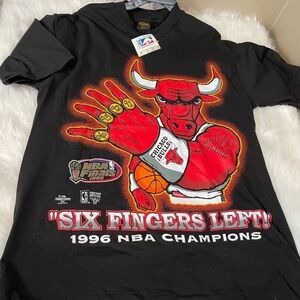 Vintage with tags 1996 Six Fingers Left Chicago Bulls Black T-Shirt